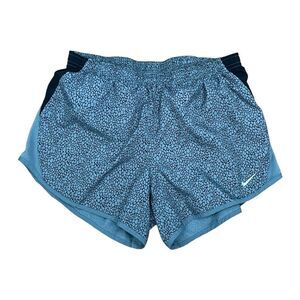 Nike DRI-Fit Tempo Brief Running Shorts Gray Black Leopard Print Lined Athletic